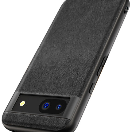 Kapa Tux Leather Back Cover for Google Pixel 8A | Slim Shockproof Camera Protection Bumper Case (Black)
