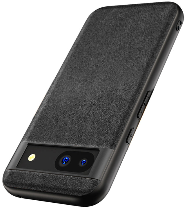 Kapa Tux Leather Back Cover for Google Pixel 8A | Slim Shockproof Camera Protection Bumper Case (Black)