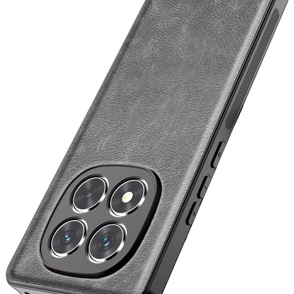 Kapa Tux Leather Back Cover for Redmi Note 14 Pro Plus | Slim Shockproof Camera Protection Bumper Case (Grey)