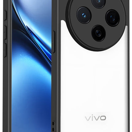 Kapa Hawkeye Clear Slim Tough Back Cover for Vivo X300 5G | Camera Lens Protector Anti Yellow Shockproof Clear Hybrid Case Cover (Black) - Mobizang