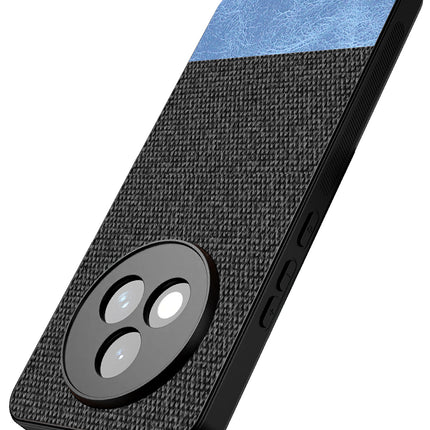 Kapa Soft Fabric & Leather Hybrid Protective Back Cover for Realme P3 PRO 5G | Shockproof Slim Hard Anti Slip Back Case (Black,Blue)