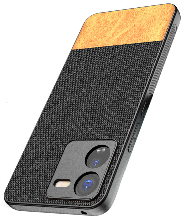 Kapa Soft Fabric & Leather Hybrid Protective Back Cover for IQOO Z9 | Shockproof Slim Hard Anti Slip Back Case (Black,Brown)