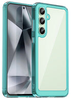 Kapa Unicorn Acrylic Clear Back Cover For Samsung Galaxy S24 FE | Slim Shockproof [Military Grade Protection] Hybrid Bumper Case (Blue Sides)