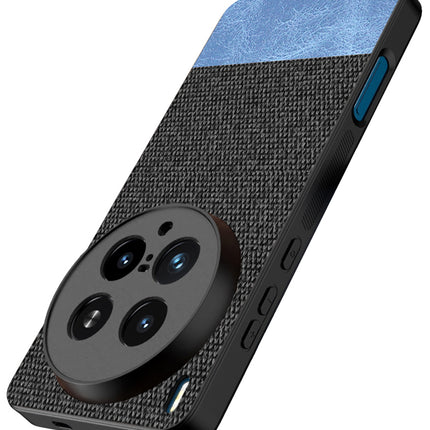 Kapa Soft Fabric & Leather Hybrid Protective Back Cover for Vivo X200 Ultra | Shockproof Slim Hard Anti Slip Back Case (Black,Blue)