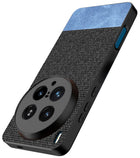 Kapa Soft Fabric & Leather Hybrid Protective Back Cover for Vivo X200 Ultra | Shockproof Slim Hard Anti Slip Back Case (Black,Blue)