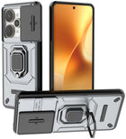 Kapa Armor Slider Back Cover for Realme 15 Pro 5G | Inbuilt Ring + Camera Slider Shockproof Lens Protection Bumper Back Case (Grey)