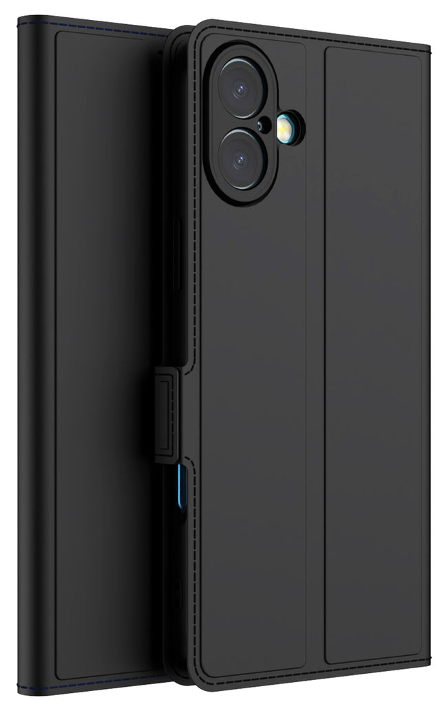 Kapa Noble Slim Magnetic Leather Flip Case Cover for Apple iPhone 16 Plus | Card Holder Stand Flip Wallet Case (Black) - Mobizang