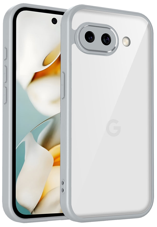 Kapa Hawkeye Clear Slim Tough Back Cover for Google Pixel 9A | Camera Lens Protector Anti Yellow Shockproof Clear Hybrid Case Cover (Grey)