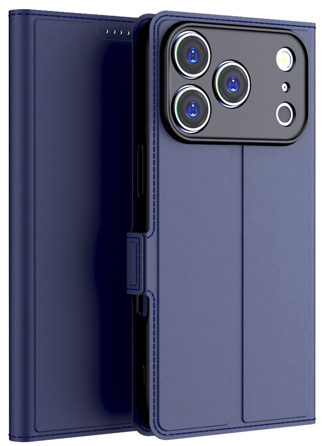 Kapa Noble Slim Magnetic Leather Flip Case Cover for Apple iPhone 17 Pro Max | Card Holder Stand Flip Wallet Case (Blue)