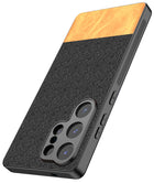 Kapa Soft Fabric & Leather Hybrid Protective Back Cover for Samsung Galaxy S25 Ultra | Shockproof Slim Hard Anti Slip Back Case (Black,Brown)