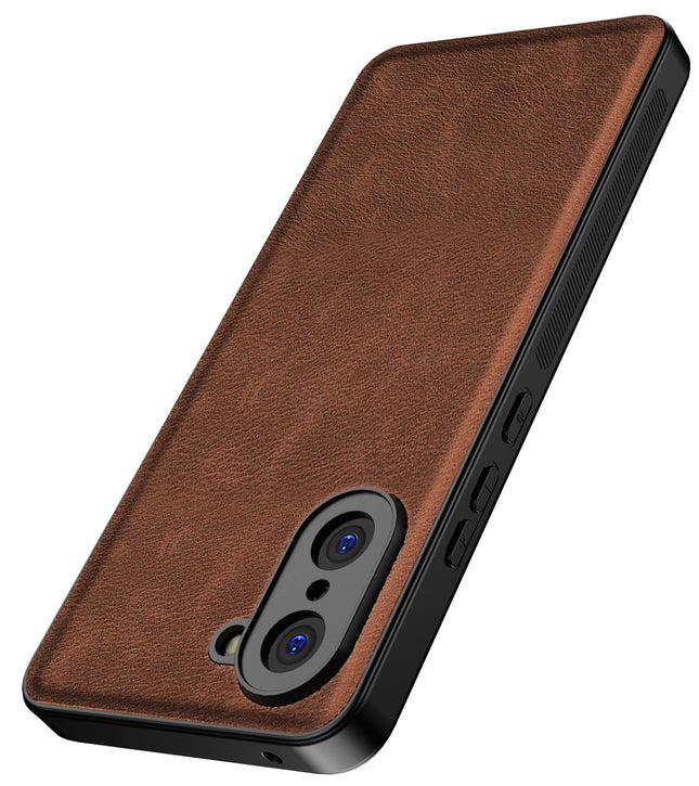 Kapa Tux Leather Back Cover for OnePlus Nord CE 5 | Slim Shockproof Camera Protection Bumper Case (Brown)