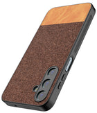 Kapa Soft Fabric & Leather Hybrid Protective Back Cover for Samsung Galaxy M35 (5G) | Shockproof Slim Hard Anti Slip Back Case (Brown) - Mobizang