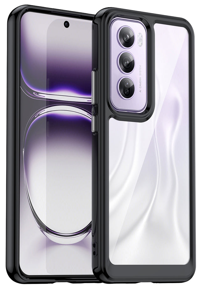 Kapa Unicorn Acrylic Clear Back Cover For Oppo Reno 12 Pro (5G) | Slim Shockproof [Military Grade Protection] Hybrid Bumper Case (Black Sides)