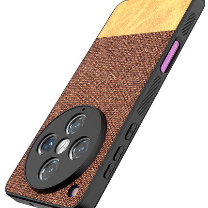 Kapa Soft Fabric & Leather Hybrid Protective Back Cover for Oppo Find X8 Pro | Shockproof Slim Hard Anti Slip Back Case (Brown)