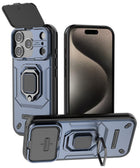 Kapa Armor Slider Back Cover for Apple iPhone 17 Pro | Inbuilt Ring + Camera Slider Shockproof Lens Protection Bumper Back Case (Blue)