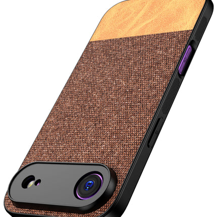 Kapa Soft Fabric & Leather Hybrid Protective Back Cover for Apple iPhone 17 Air | Shockproof Slim Hard Anti Slip Back Case (Brown) - Mobizang