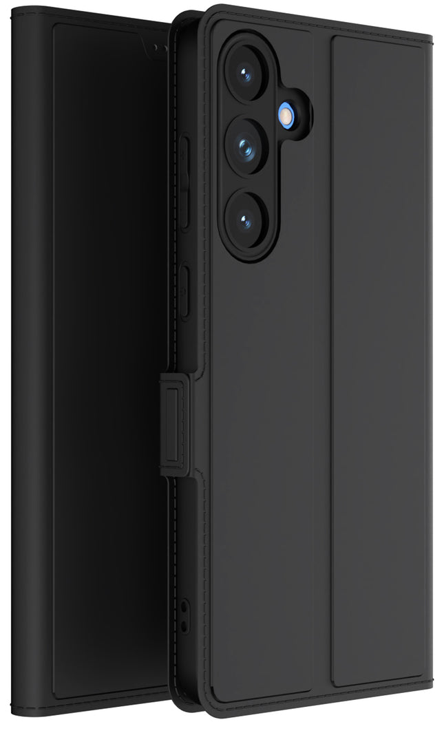 Kapa Noble Slim Magnetic Leather Flip Case Cover for Samsung Galaxy S25 Plus | Card Holder Stand Flip Wallet Case (Black)