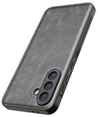 Kapa Tux Leather Back Cover for Samsung Galaxy A56 | Slim Shockproof Camera Protection Bumper Case (Grey) - Mobizang