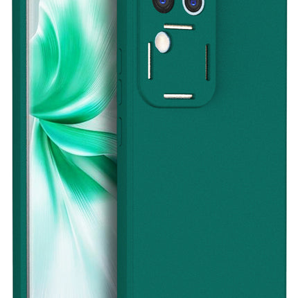 Kapa Matte Protective Lens Flexible Back Cover for Vivo V30 Pro (5G) | Slim Silicone with Soft Lining Shockproof Full Body Bumper Case (Green)
