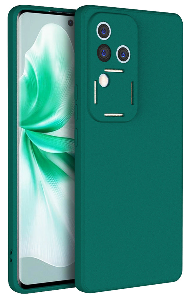 Kapa Matte Protective Lens Flexible Back Cover for Vivo V30 Pro (5G) | Slim Silicone with Soft Lining Shockproof Full Body Bumper Case (Green)