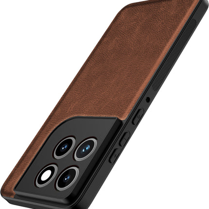 Kapa Tux Leather Back Cover for Moto Edge 70 | Slim Shockproof Camera Protection Bumper Case (Brown)