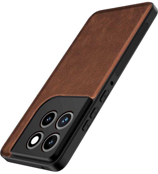 Kapa Tux Leather Back Cover for Moto Edge 70 | Slim Shockproof Camera Protection Bumper Case (Brown)