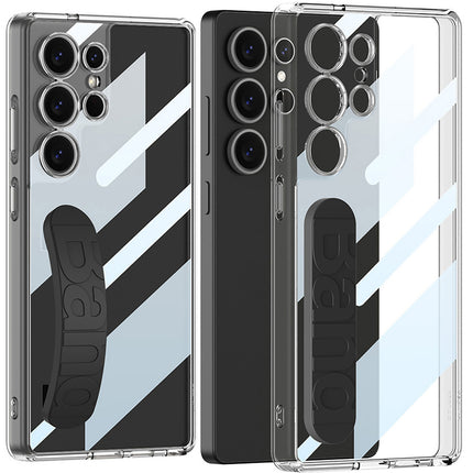 Kapa Clear Airbag + Band Back Case for Samsung Galaxy S25 Ultra | Transparent Shockproof Slim Grip Hard Protective Cover (Black Band) - Mobizang