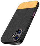 Kapa Soft Fabric & Leather Hybrid Protective Back Cover for Apple iPhone 17 | Shockproof Slim Hard Anti Slip Back Case (Black,Brown)