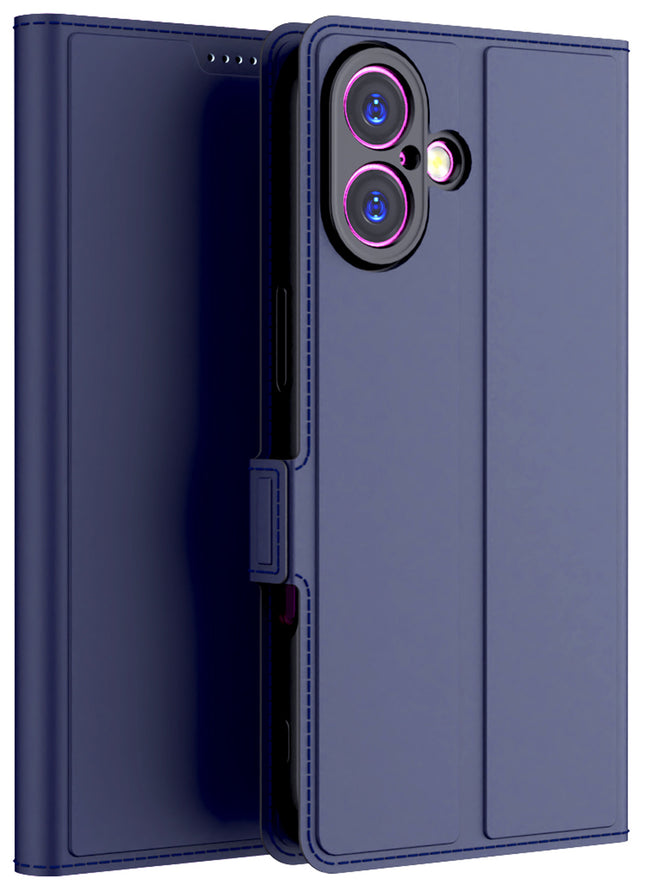 Kapa Noble Slim Magnetic Leather Flip Case Cover for Apple iPhone 17 | Card Holder Stand Flip Wallet Case (Blue)