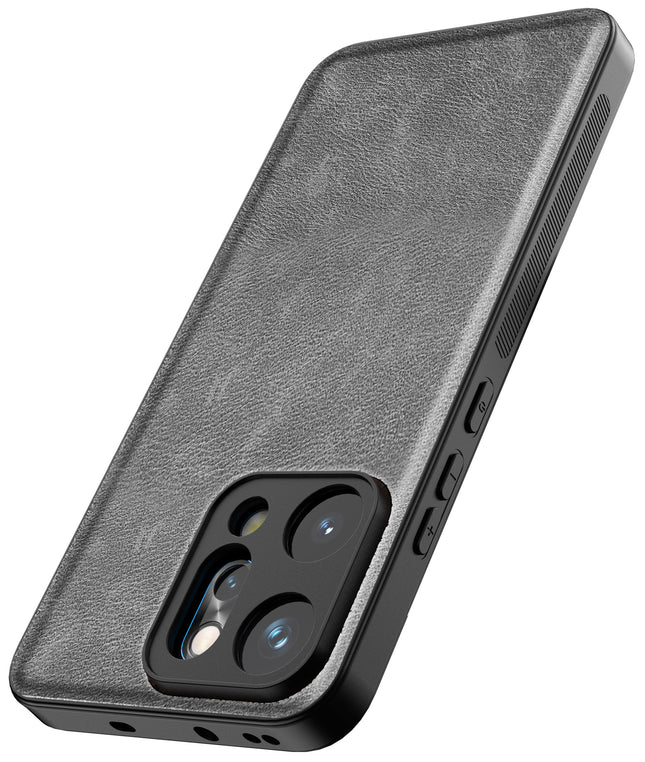 Kapa Tux Leather Back Cover for Oppo Reno 14 PRO 5G | Slim Shockproof Camera Protection Bumper Case (Grey)