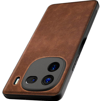 Kapa Tux Leather Back Cover for IQOO 12 (5G) | Slim Shockproof Camera Protection Bumper Case (Brown) - Mobizang