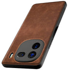 Kapa Tux Leather Back Cover for IQOO 12 (5G) | Slim Shockproof Camera Protection Bumper Case (Brown) - Mobizang