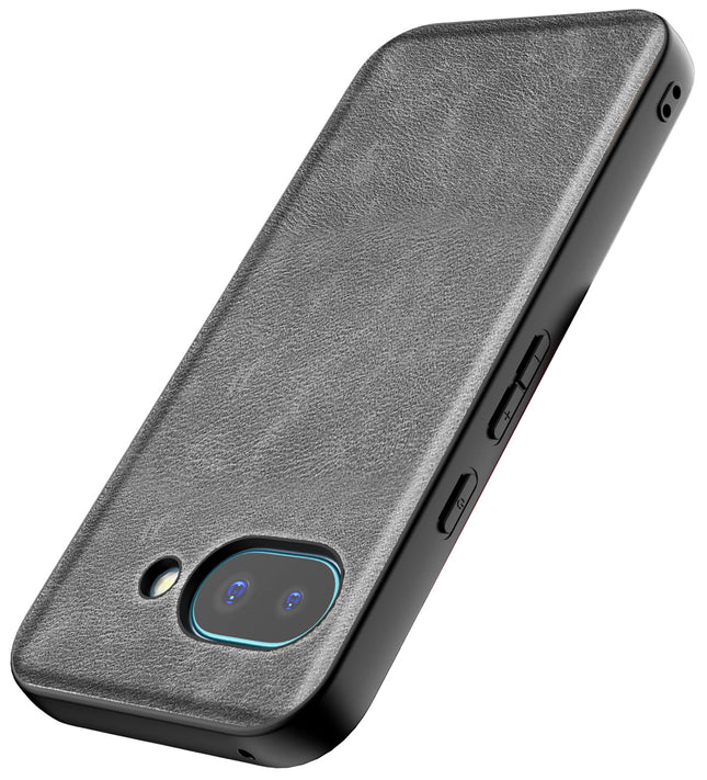 Kapa Tux Leather Back Cover for Google Pixel 9A | Slim Shockproof Camera Protection Bumper Case (Grey)