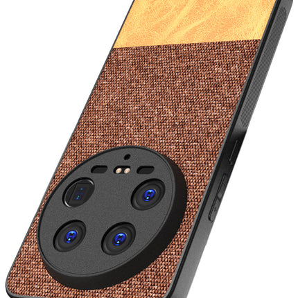 Kapa Soft Fabric & Leather Hybrid Protective Back Cover for Xiaomi 14 ULTRA (5G) | Shockproof Slim Hard Anti Slip Back Case (Brown)
