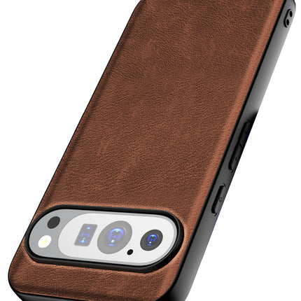 Kapa Tux Leather Back Cover for Google Pixel 9 / Pixel 9 PRO | Slim Shockproof Camera Protection Bumper Case (Brown)