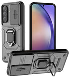 Kapa Armor Slider Back Cover for Samsung Galaxy A36 | Inbuilt Ring + Camera Slider Shockproof Lens Protection Bumper Back Case (Black)