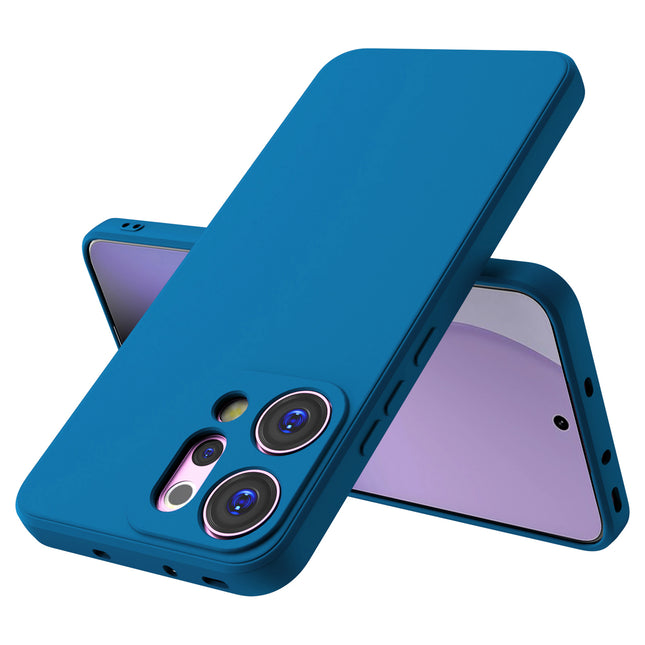 Kapa Matte Protective Lens Flexible Back Cover for Oppo Reno 14 5G | Slim Silicone with Soft Lining Shockproof Full Body Bumper Case (Blue)
