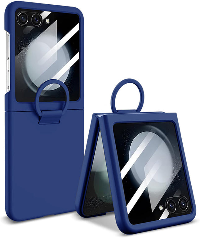 Kapa Ultra Thin PC + D Ring Back Case for Samsung Galaxy Flip7 / Z Flip 7 |with [Inbuilt Glass] Shockproof Slim Hard Protective Cover (Blue)