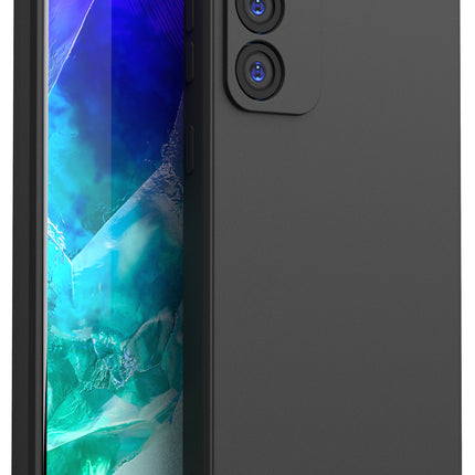 Kapa Matte Protective Lens Flexible Back Cover for Samsung Galaxy M55 / F55 | Slim Silicone with Soft Lining Shockproof Full Body Bumper Case (Black)