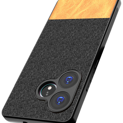 Kapa Soft Fabric & Leather Hybrid Protective Back Cover for Realme GT 6 / GT 6T | Shockproof Slim Hard Anti Slip Back Case (Black,Brown)