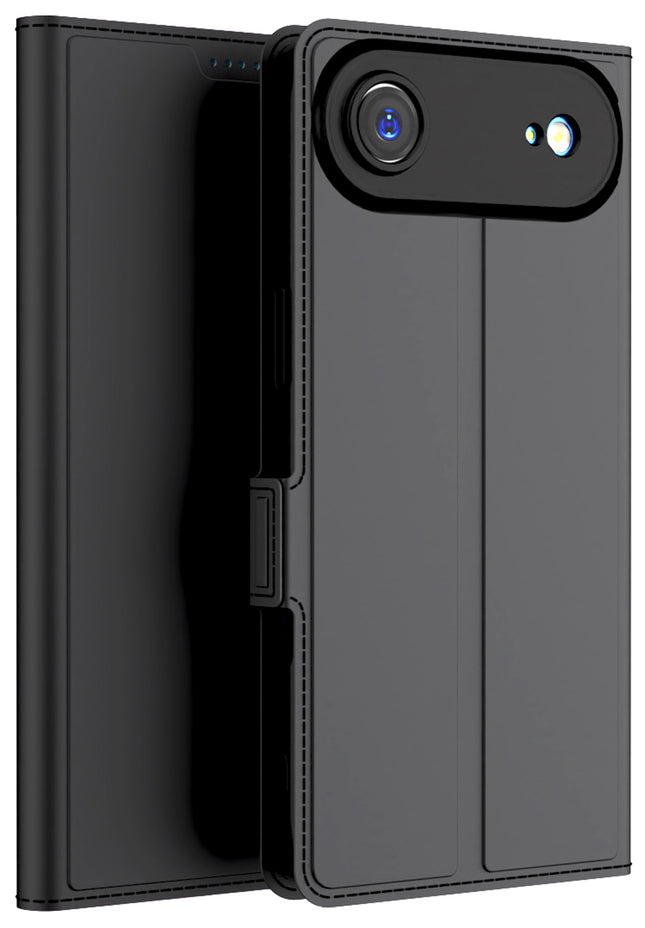 Kapa Noble Slim Magnetic Leather Flip Case Cover for Apple iPhone 17 Air | Card Holder Stand Flip Wallet Case (Black)