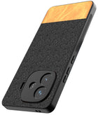 Kapa Soft Fabric & Leather Hybrid Protective Back Cover for iQoo Neo 10R | Shockproof Slim Hard Anti Slip Back Case (Black,Brown)