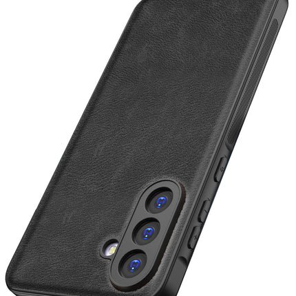 Kapa Tux Leather Back Cover for Samsung Galaxy M16 | Slim Shockproof Camera Protection Bumper Case (Black)