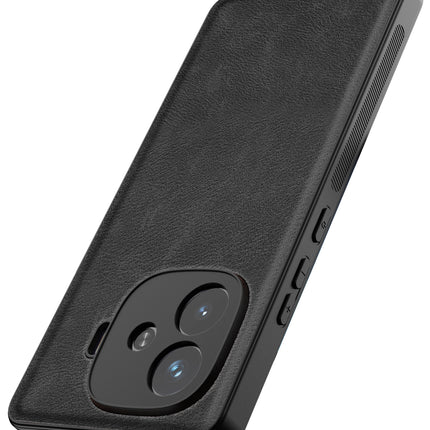 Kapa Tux Leather Back Cover for iQoo Neo 10R | Slim Shockproof Camera Protection Bumper Case (Black)