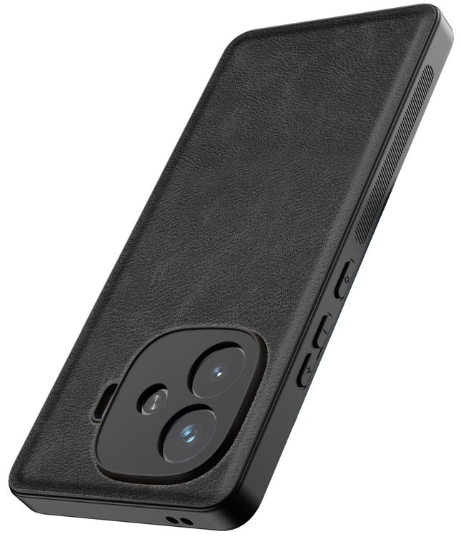 Kapa Tux Leather Back Cover for iQoo Neo 10R | Slim Shockproof Camera Protection Bumper Case (Black)
