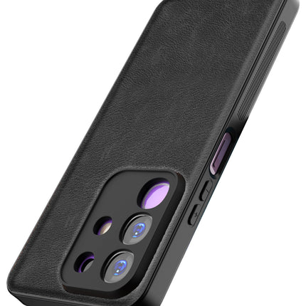 Kapa Tux Leather Back Cover for Iqoo Z10x 5G / Vivo T4x 5G | Slim Shockproof Camera Protection Bumper Case (Black)