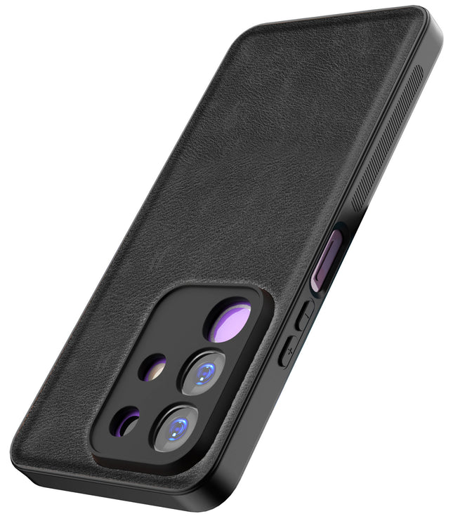 Kapa Tux Leather Back Cover for Iqoo Z10x 5G / Vivo T4x 5G | Slim Shockproof Camera Protection Bumper Case (Black)