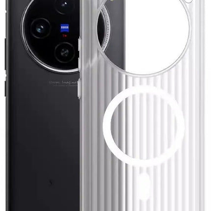 Kapa Wave Magnetic Frosted Grip Back Cover for Vivo X100 Pro | [MagSafe Compatible] Wireless charging, Slim, Metal Buttons Matte Finish Back Case (White)
