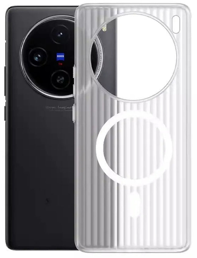 Kapa Wave Magnetic Frosted Grip Back Cover for Vivo X100 Pro | [MagSafe Compatible] Wireless charging, Slim, Metal Buttons Matte Finish Back Case (White)