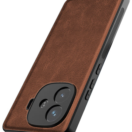 Kapa Tux Leather Back Cover for iQoo Neo 10R | Slim Shockproof Camera Protection Bumper Case (Brown) - Mobizang